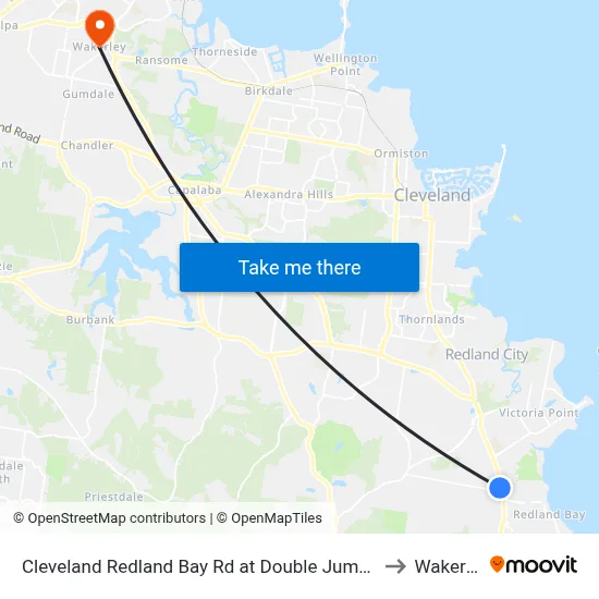 Cleveland Redland Bay Rd at Double Jump Road to Wakerley map