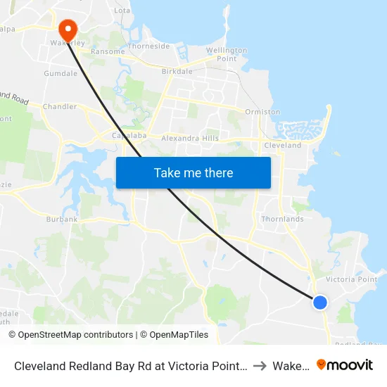 Cleveland Redland Bay Rd at Victoria Point High School to Wakerley map