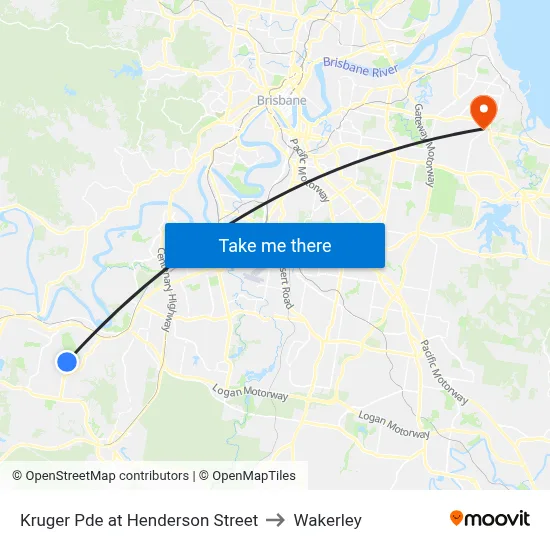 Kruger Pde at Henderson Street to Wakerley map