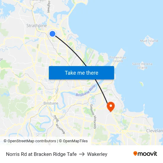 Norris Rd at Bracken Ridge Tafe to Wakerley map