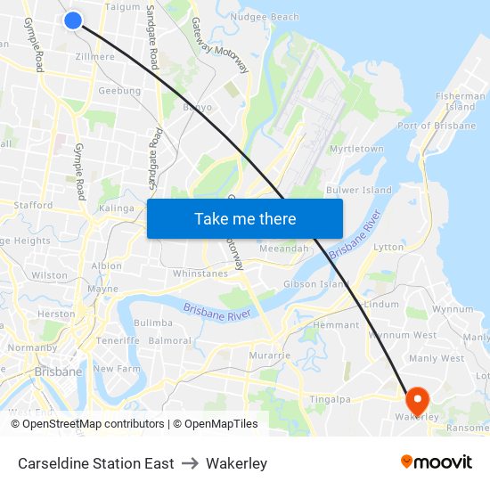 Carseldine Station East to Wakerley map