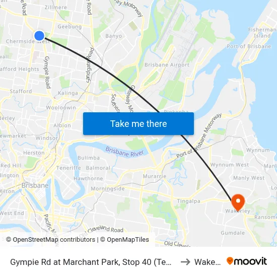Gympie Rd at Marchant Park, Stop 40 (Temp Closure) to Wakerley map