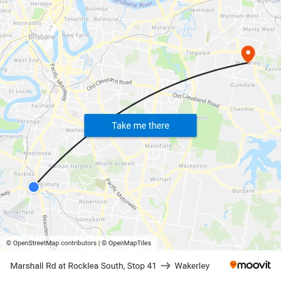 Marshall Rd at Rocklea South, Stop 41 to Wakerley map