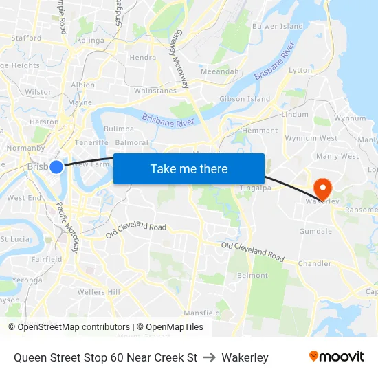 Queen Street Stop 60 Near Creek St to Wakerley map
