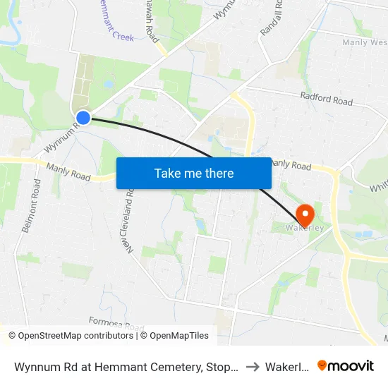 Wynnum Rd at Hemmant Cemetery, Stop 44 to Wakerley map