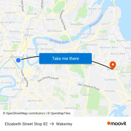 Elizabeth Street Stop 82 to Wakerley map
