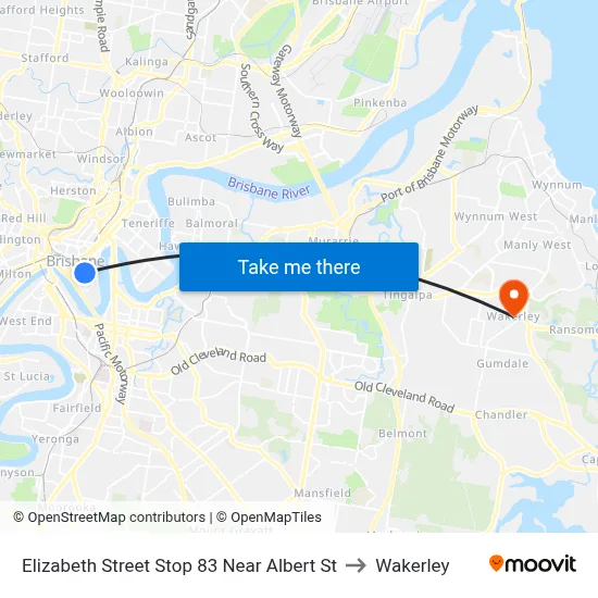 Elizabeth Street Stop 83 Near Albert St to Wakerley map