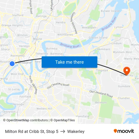 Milton Rd at Cribb St, Stop 5 to Wakerley map