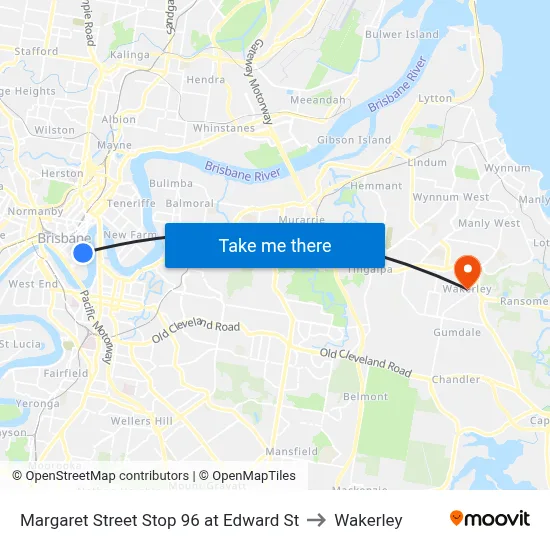 Margaret Street Stop 96 at Edward St to Wakerley map