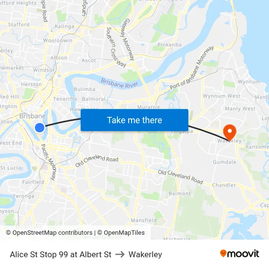 Alice St Stop 99 at Albert St to Wakerley map