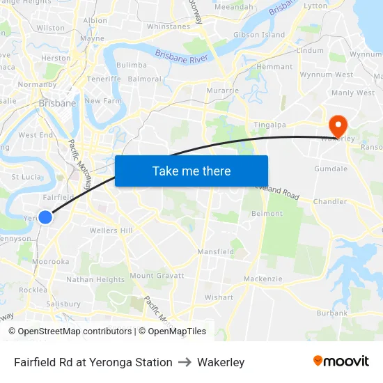 Fairfield Rd at Yeronga Station to Wakerley map
