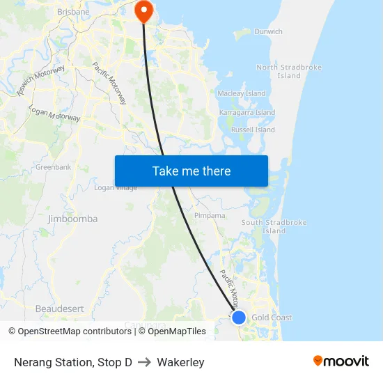 Nerang Station, Stop D to Wakerley map