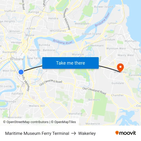 Maritime Museum Ferry Terminal to Wakerley map