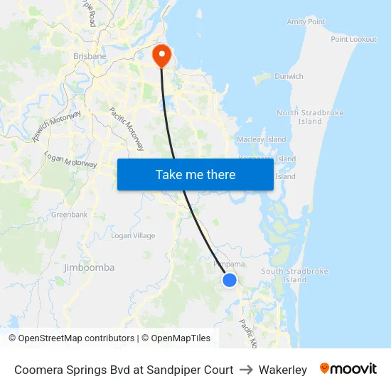 Coomera Springs Bvd at Sandpiper Court to Wakerley map