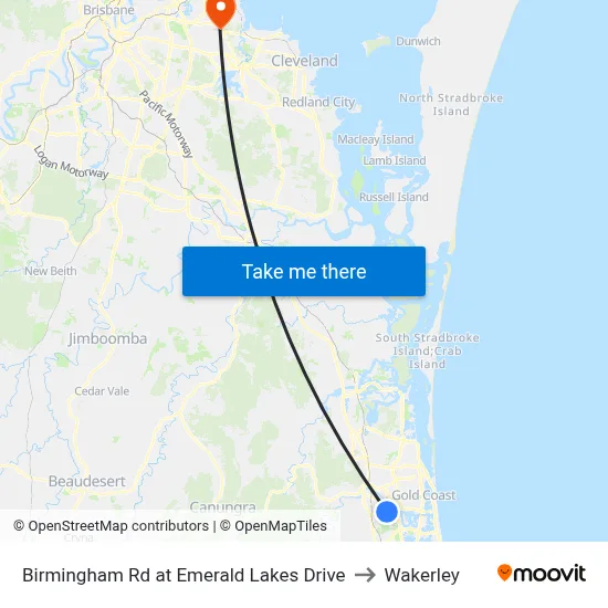 Birmingham Rd at Emerald Lakes Drive to Wakerley map