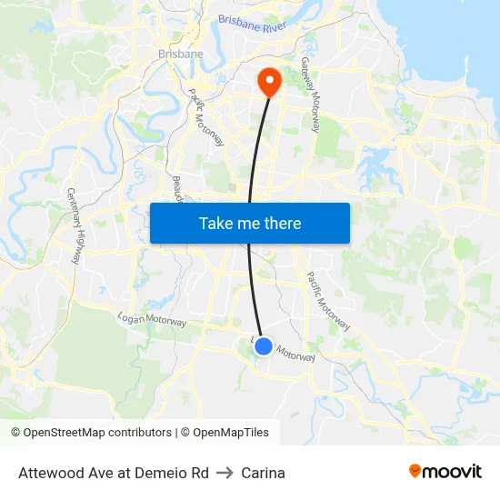 Attewood Ave at Demeio Rd to Carina map