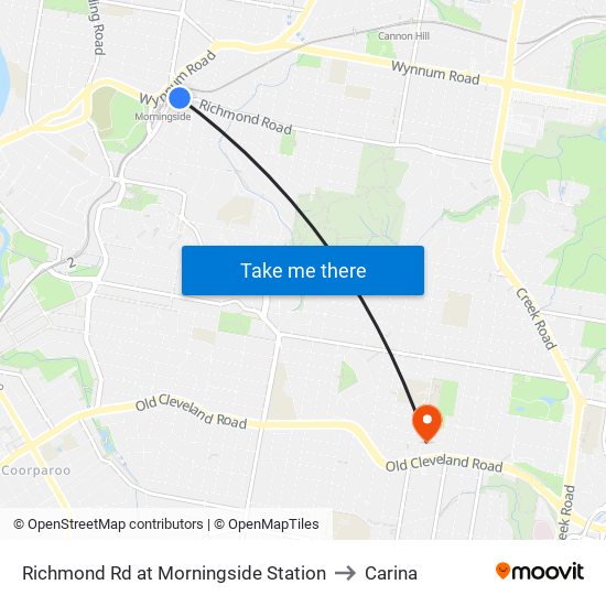 Richmond Rd at Morningside Station to Carina map