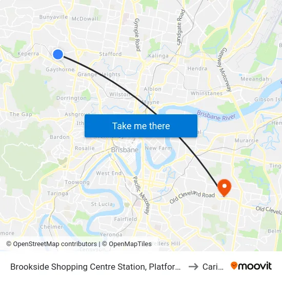 Brookside Shopping Centre Station, Platform A to Carina map