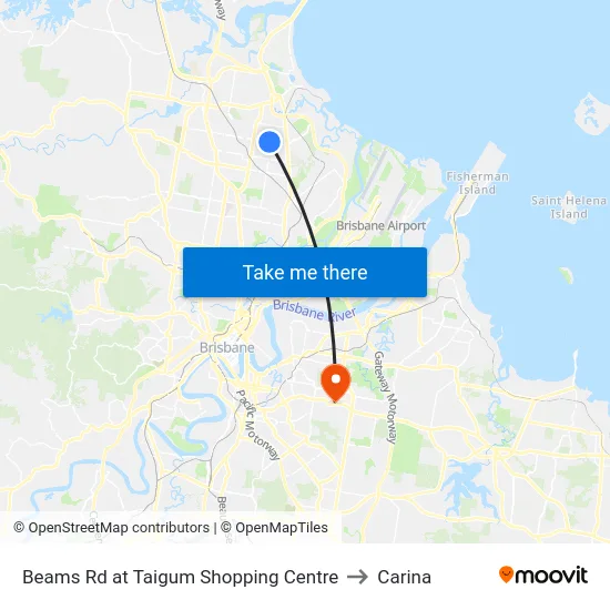 Beams Rd at Taigum Shopping Centre to Carina map