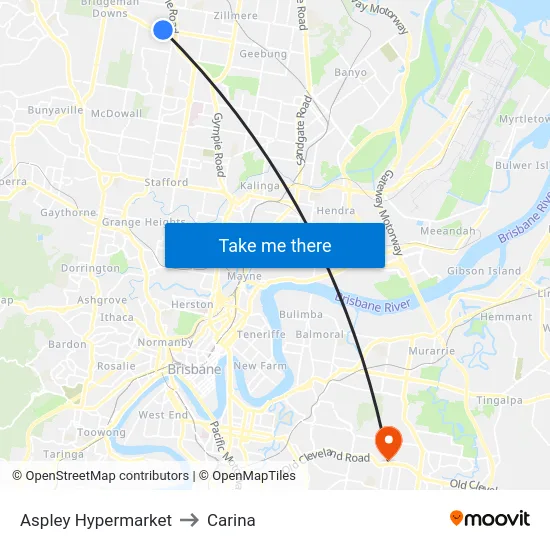 Aspley Hypermarket to Carina map