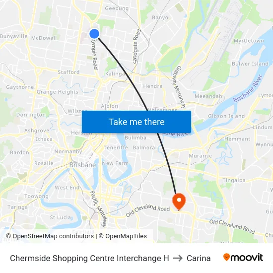 Chermside Shopping Centre Interchange H to Carina map