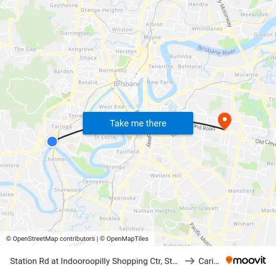 Station Rd at Indooroopilly Shopping Ctr, Stop D to Carina map