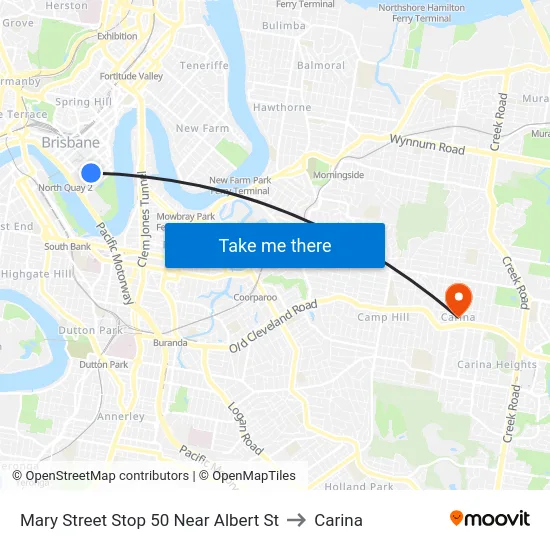 Mary Street Stop 50 Near Albert St to Carina map