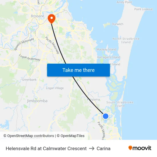Helensvale Rd at Calmwater Crescent to Carina map