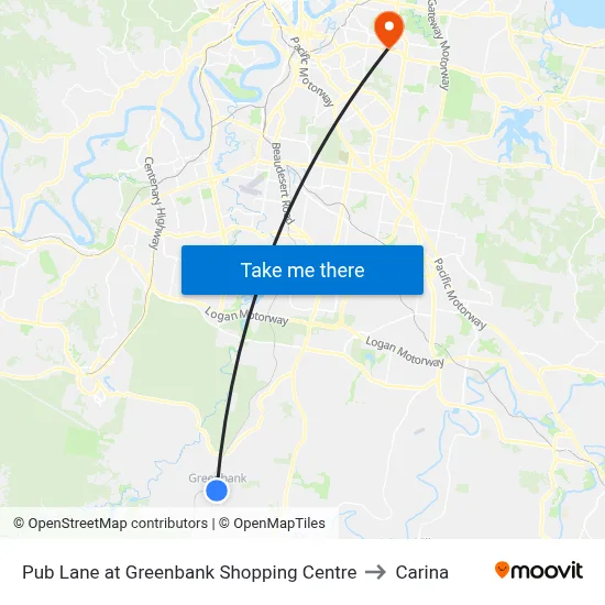 Pub Lane at Greenbank Shopping Centre to Carina map