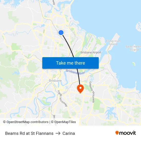 Beams Rd at St Flannans to Carina map