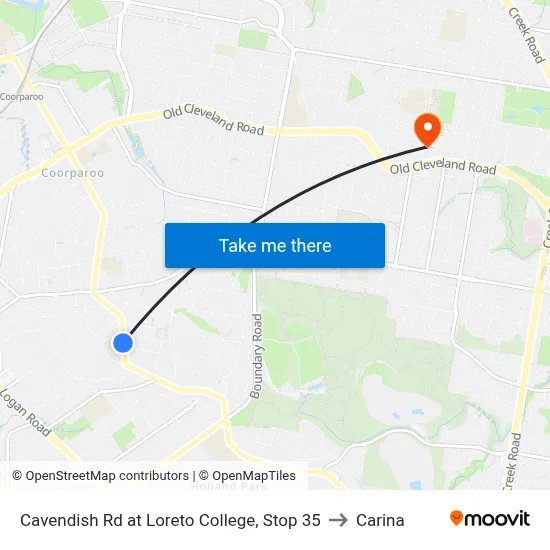 Cavendish Rd at Loreto College, Stop 35 to Carina map