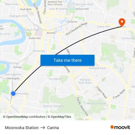 Moorooka Station to Carina map