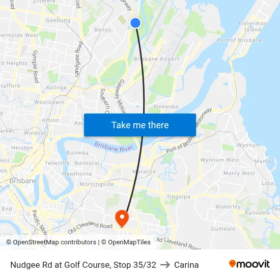 Nudgee Rd at Golf Course, Stop 35/32 to Carina map