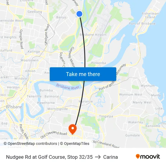 Nudgee Rd at Golf Course, Stop 32/35 to Carina map
