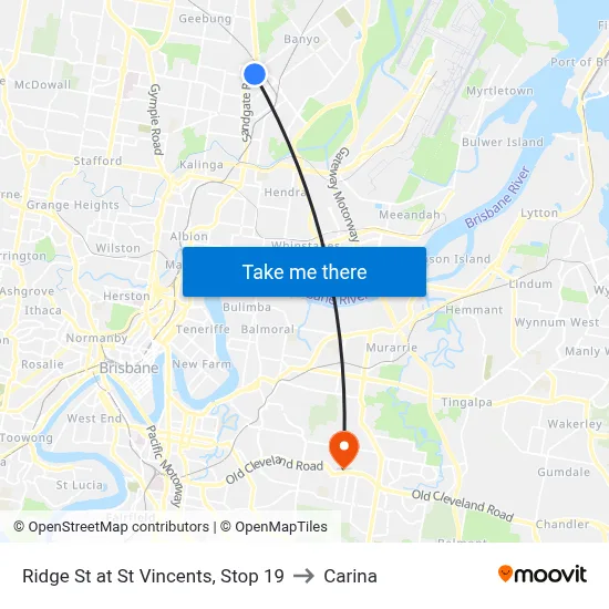 Ridge St at St Vincents, Stop 19 to Carina map