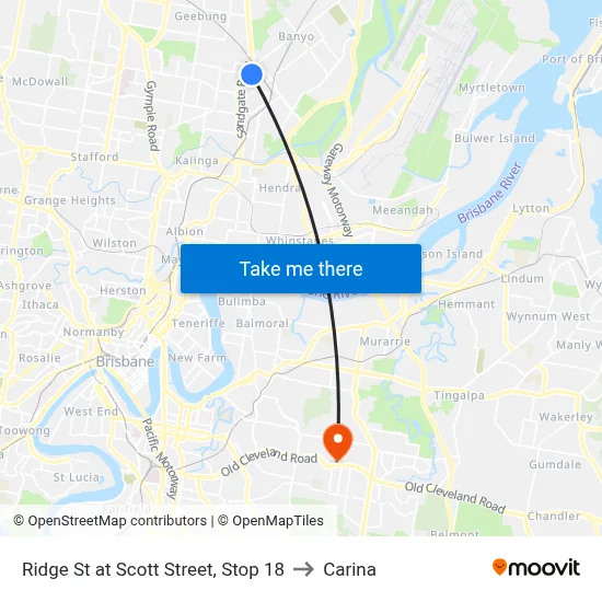 Ridge St at Scott Street, Stop 18 to Carina map