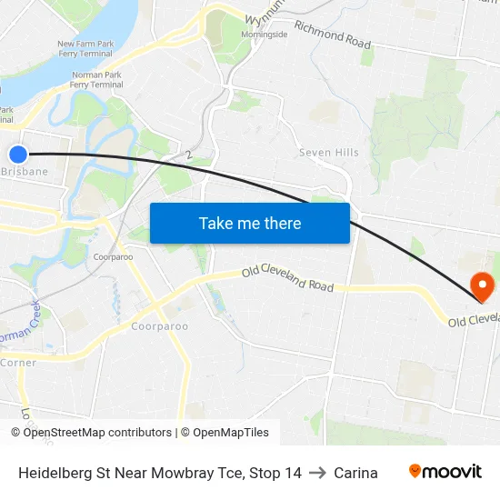 Heidelberg St Near Mowbray Tce, Stop 14 to Carina map