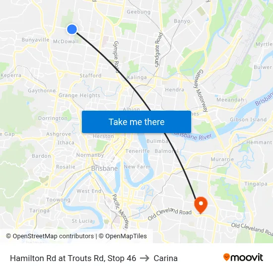 Hamilton Rd at Trouts Rd, Stop 46 to Carina map