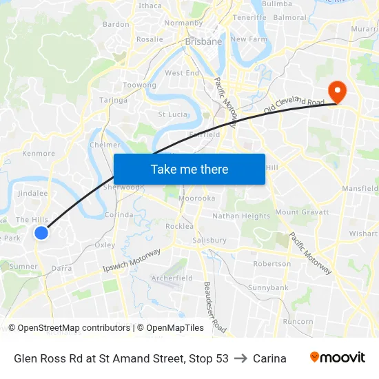 Glen Ross Rd at St Amand Street, Stop 53 to Carina map