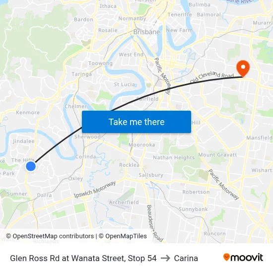 Glen Ross Rd at Wanata Street, Stop 54 to Carina map