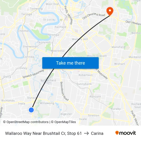 Wallaroo Way Near Brushtail Cr, Stop 61 to Carina map