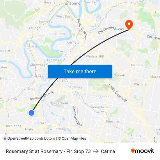 Rosemary St at Rosemary - Fir, Stop 73 to Carina map