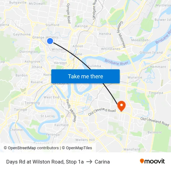 Days Rd at Wilston Road, Stop 1a to Carina map