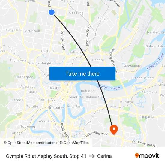 Gympie Rd at Aspley South, Stop 41 to Carina map