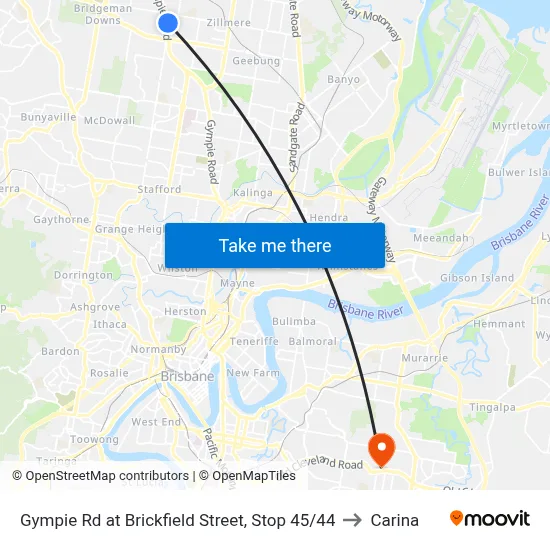 Gympie Rd at Brickfield Street, Stop 45/44 to Carina map
