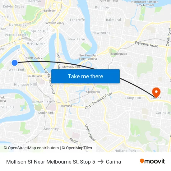 Mollison St Near Melbourne St, Stop 5 to Carina map