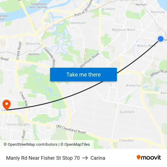 Manly Rd Near Fisher St Stop 70 to Carina map