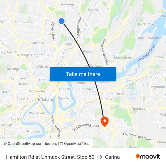 Hamilton Rd at Unmack Street, Stop 50 to Carina map