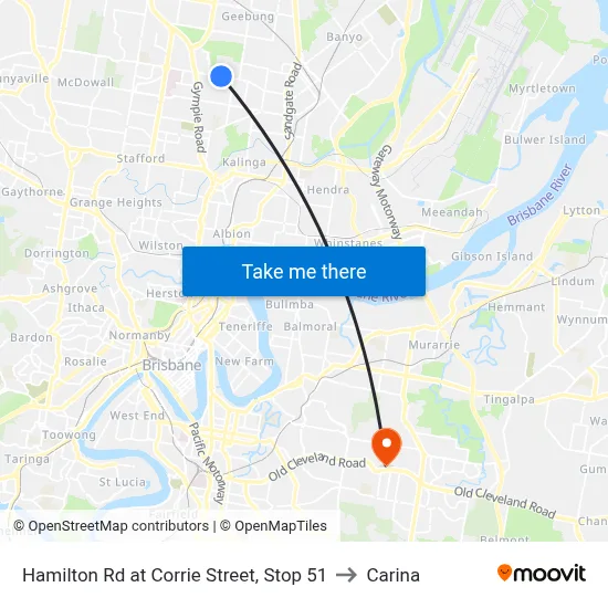 Hamilton Rd at Corrie Street, Stop 51 to Carina map