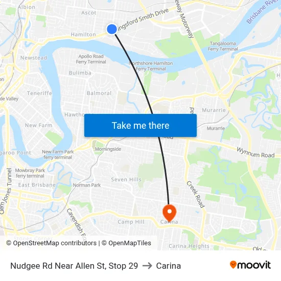 Nudgee Rd Near Allen St, Stop 29 to Carina map